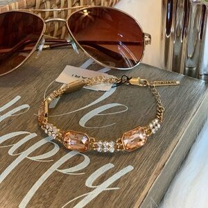 Tahari Faux Diamond Bracelet Gold Tone